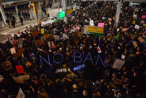 Airport protest over travel ban