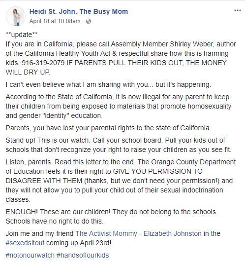 Angry California parent opposed to sex ed