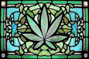 cannabis stained glass window