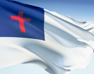 Christian flag in breeze