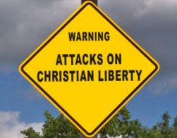 Sign warning about the war on Christianity