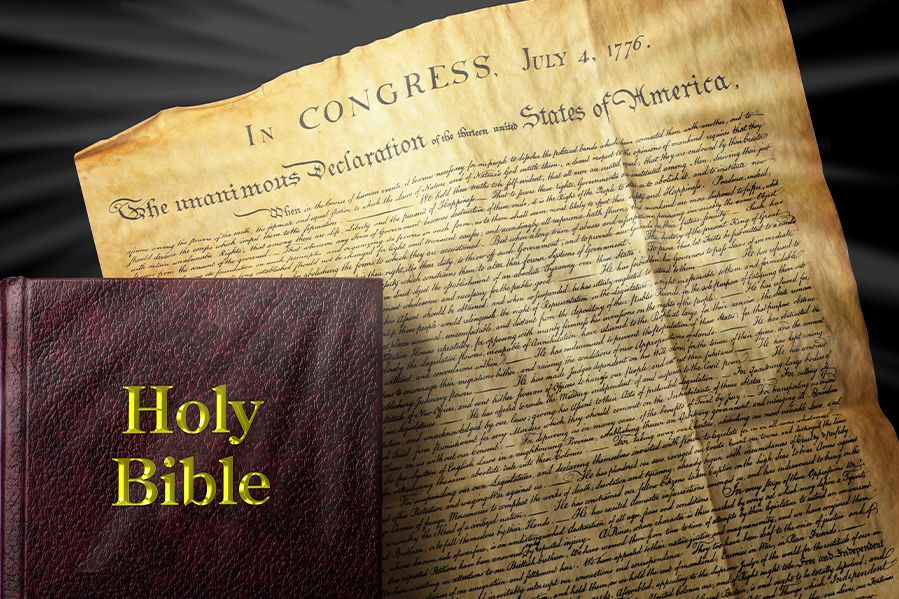 US Constitution and holy bible together