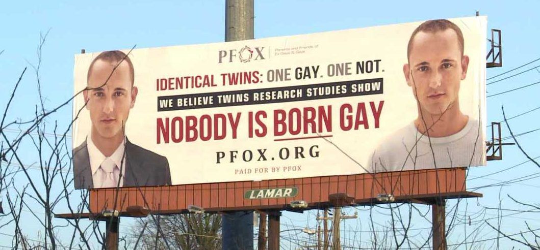 A billboard advertising for conversion therapy