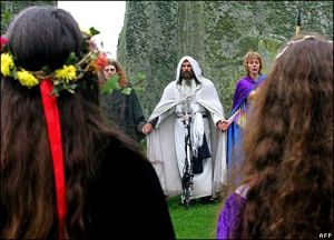 group of druids worshiping outdoors