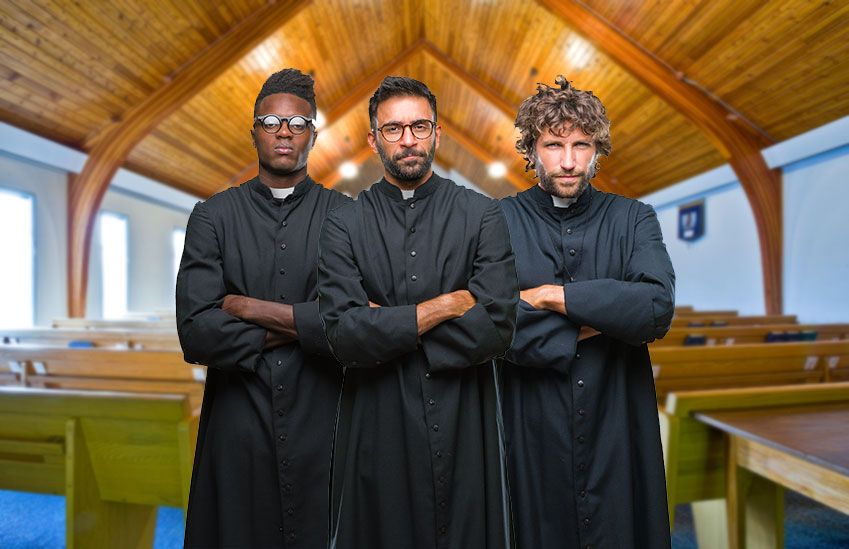 Group of judgmental clergy