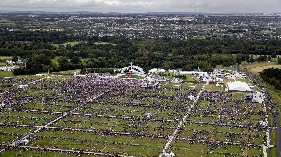 Pope Francis speaks to a smaller than expected crowd in Dublin