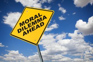 road sign that says moral dilemma ahead
