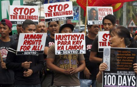 Catholics protesting in the Philippines