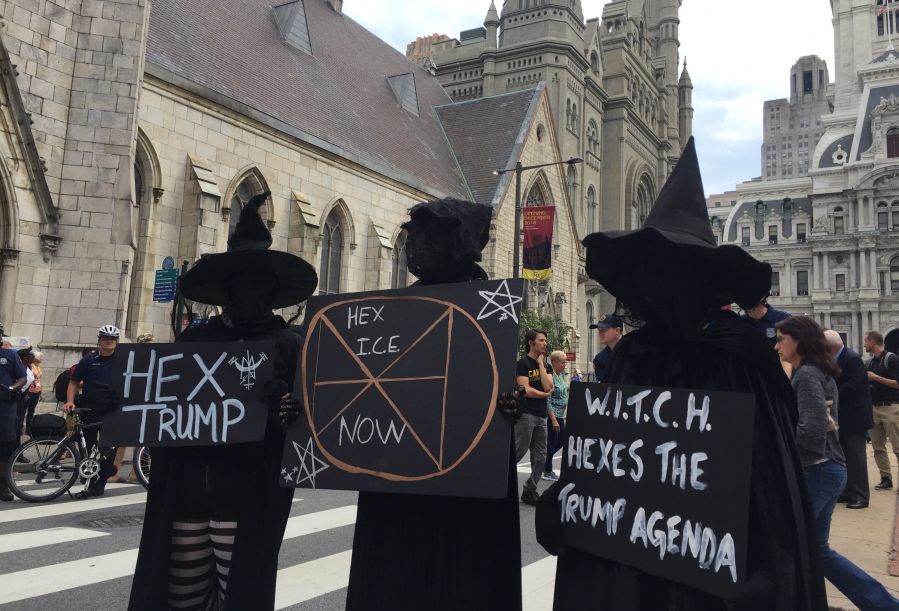 Witches protesting Trump