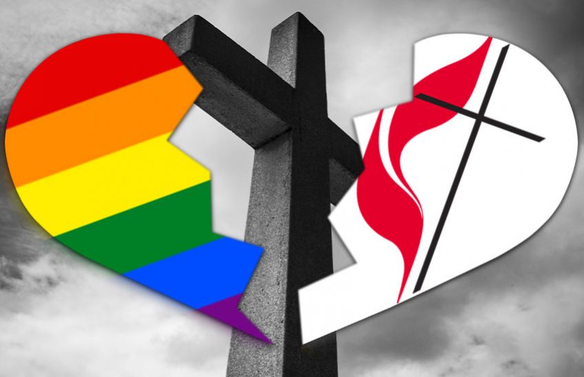 Depiction of Methodist Church and LGBT splitting