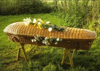 Wicker coffin for a green funeral