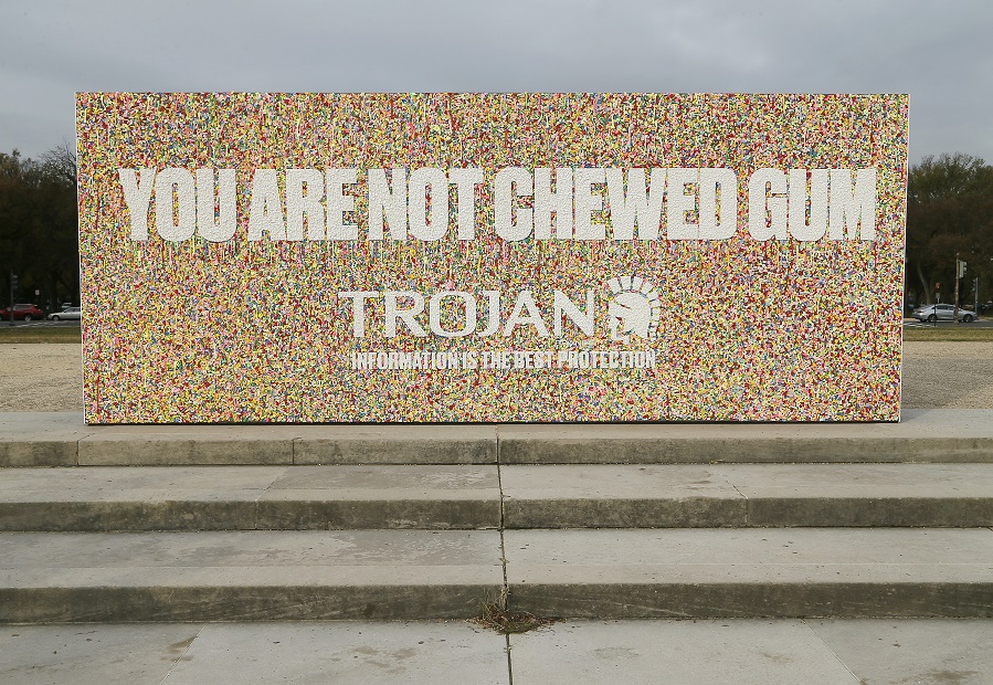 Trojan condoms erects a gum wall