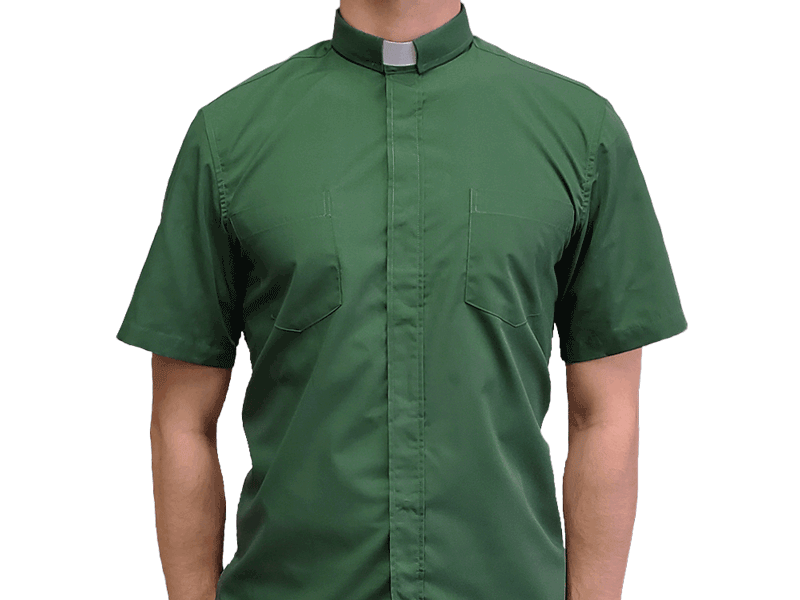 Green Short-Sleeve Clergy Shirt