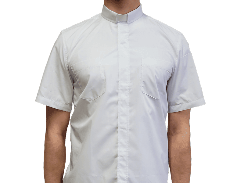 White Short-Sleeve Clergy Shirt