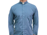 Blue White Long Sleeve Clergy Shirt