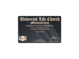 The most convenient way to display your ordination, this ULC wallet-sized credential includes all your ministerial information for quick and easy access.