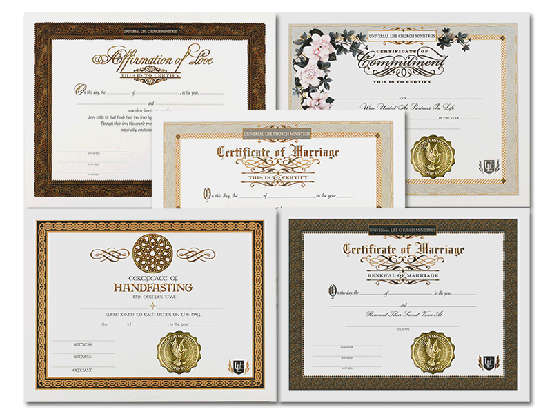 Wedding Officiant Package Certificates