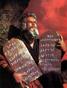 Moses receiving the 10 Commandments