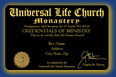 Minister credential wallet card from the Universal Life Church