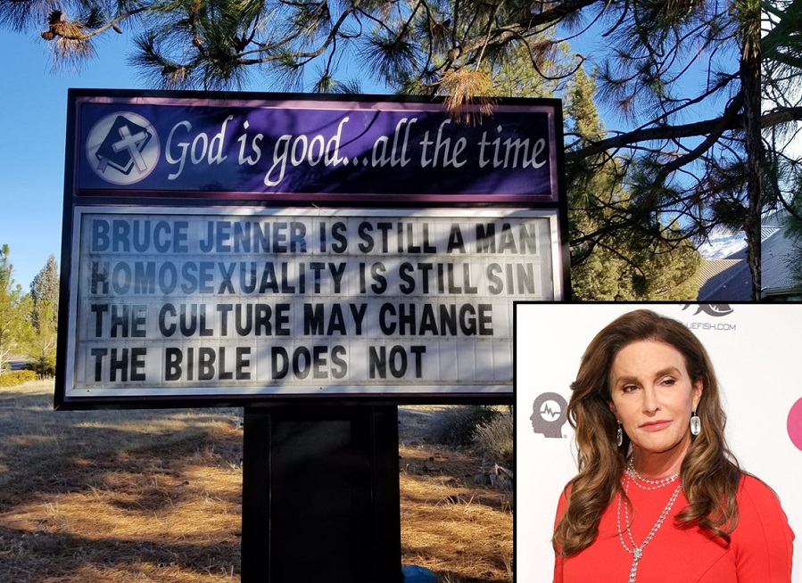 Controversial church sign calling Bruce Jenner a man