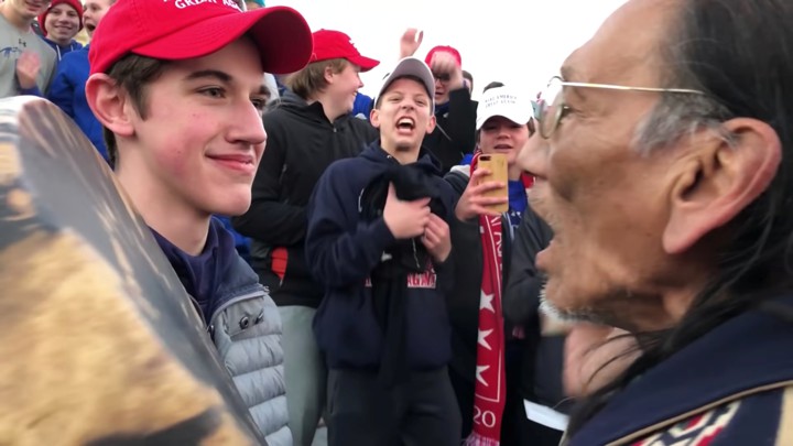 Covington Catholic student facing off with Native American man