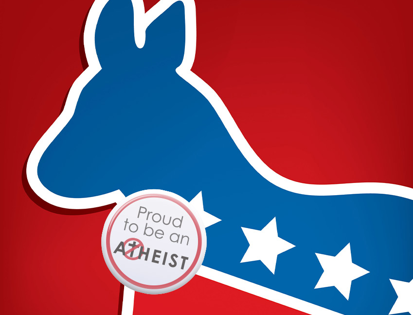 Democrat Donkey with Secular Atheist Pin