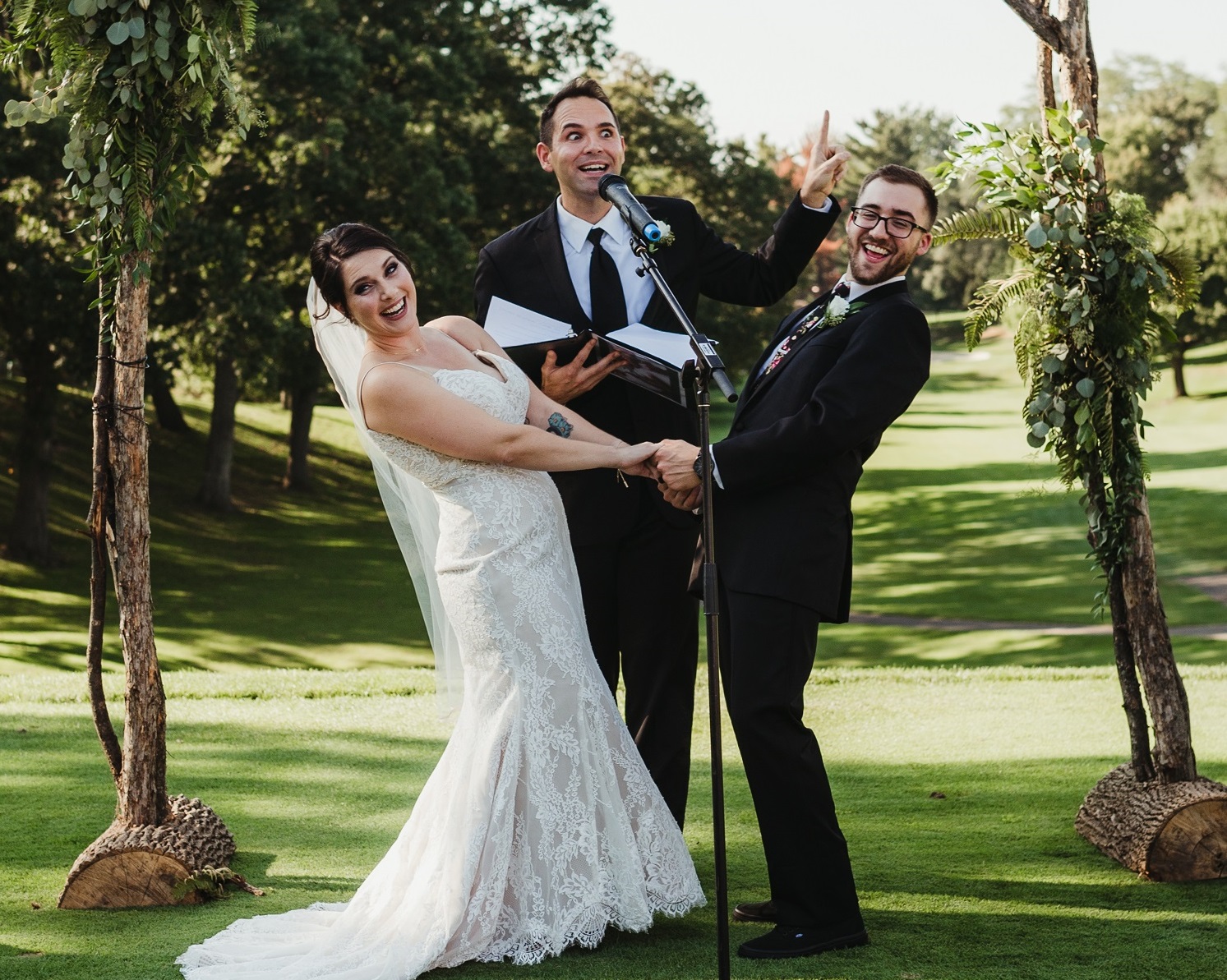 Friend officiating a wedding ceremony