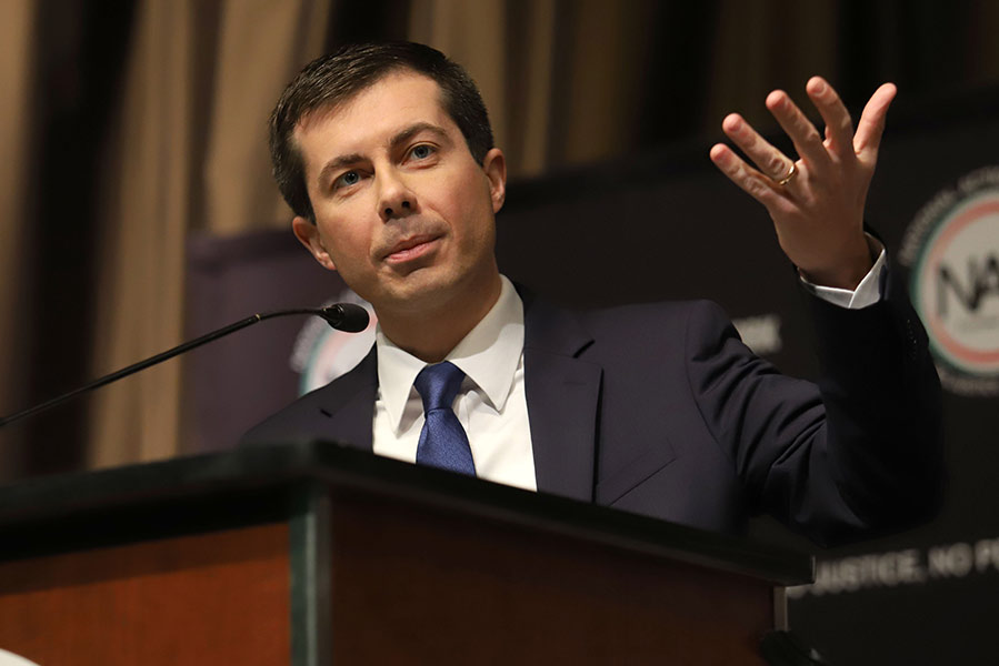 Mayor Pete Buttigieg making speech