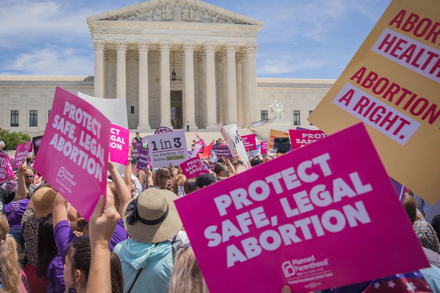 pro-choice abortion protesters outside of supreme court
