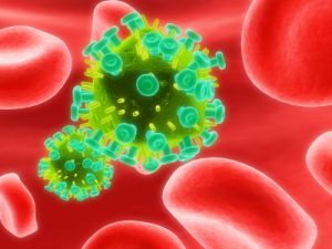 Microscopic close-up of AIDS virus