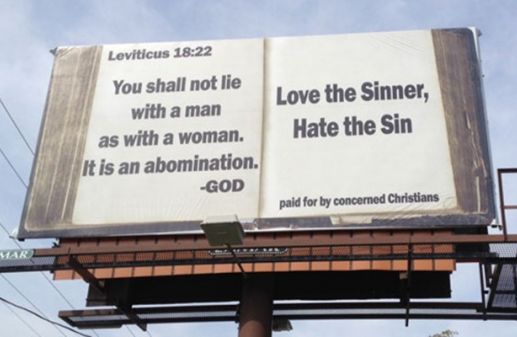 Anti-gay billboard message