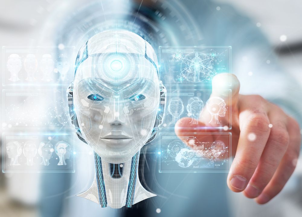 An artificial intelligence being interacting with humans