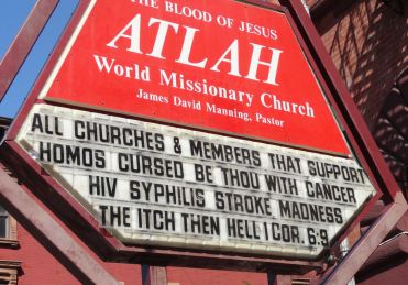 A church sign expressing anti-gay sentiments.