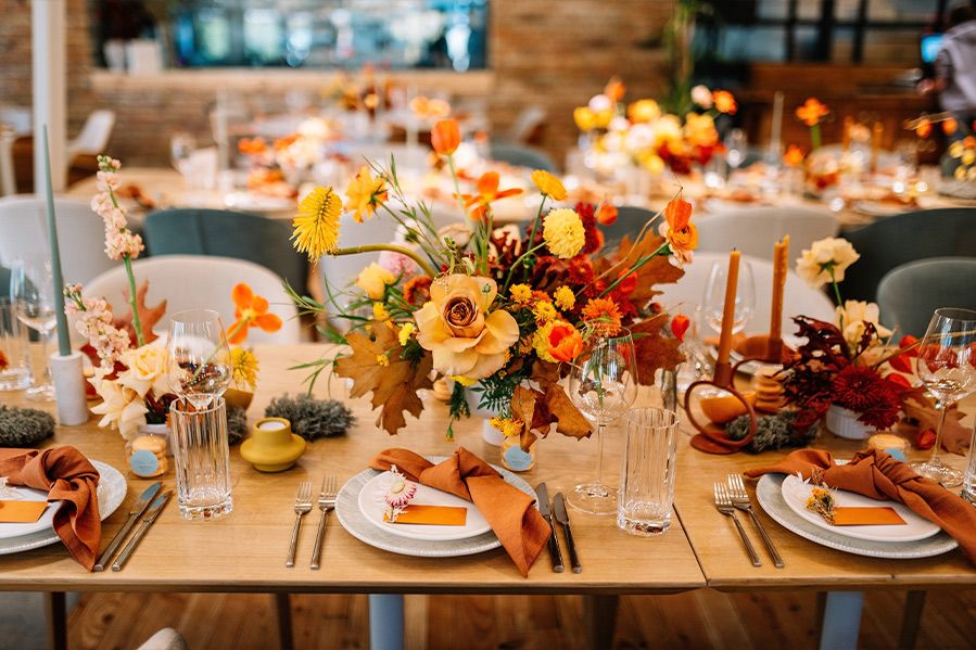 rustic harvest inspired wedding table placements
