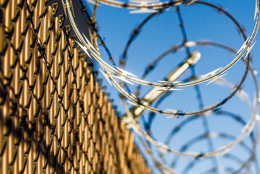 Barbed wire fence at U.S. border