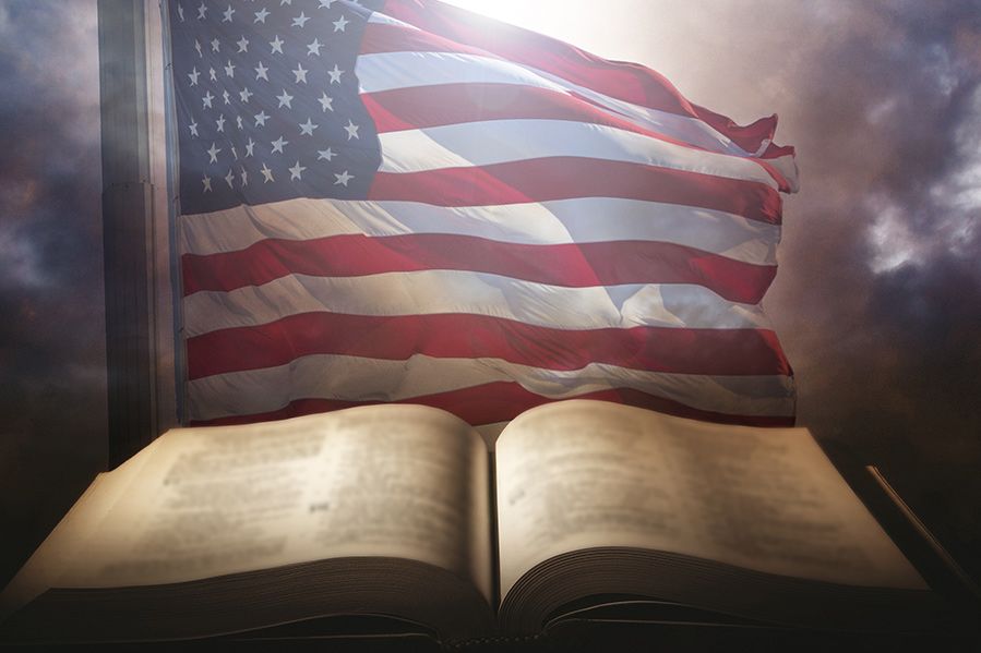 bible underneath american flag