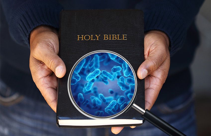 A bible covered in bacteria