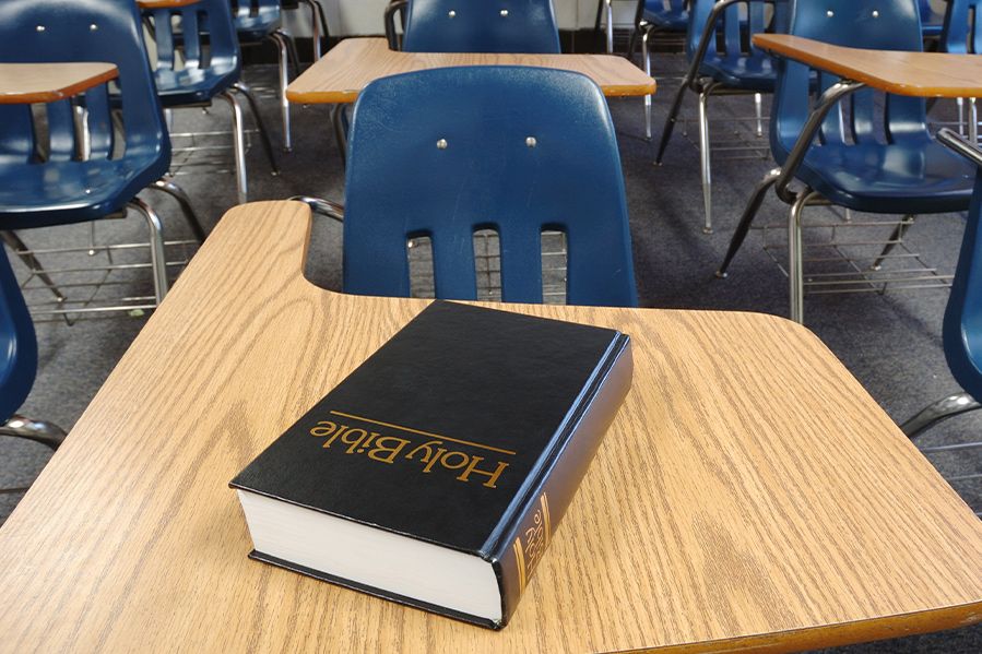 holy bible on school desk