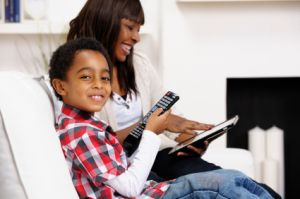 african american family on couch