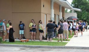 People lined up to donate blood in Orlando