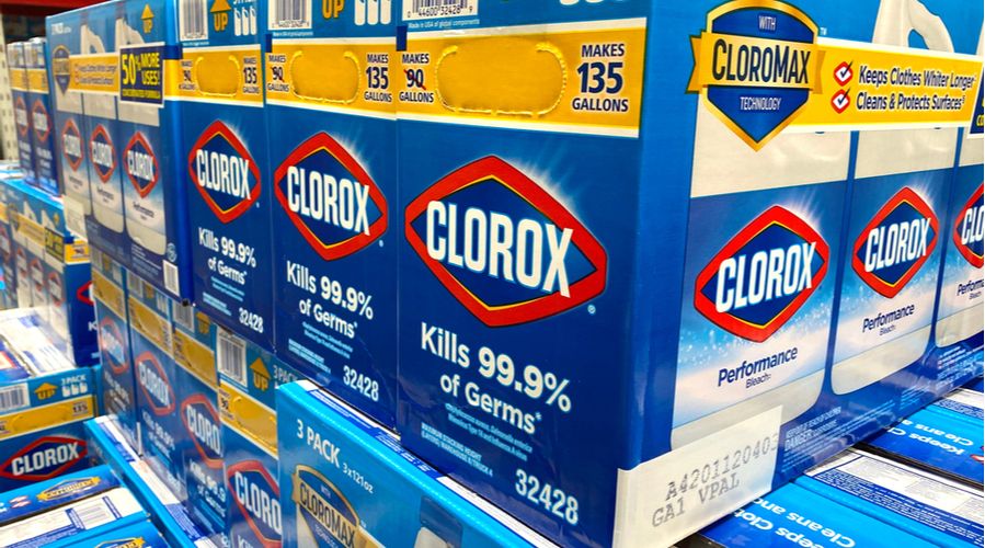 Boxes of Clorox bleach stacked in a store