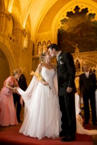 Bride and Groom at Cathedral Wedding