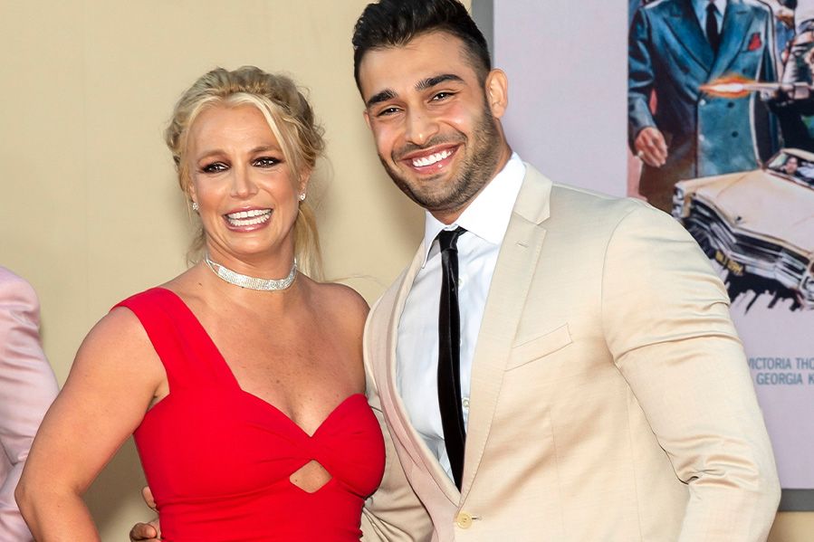 britney spears and husband sam asghari on red carpet