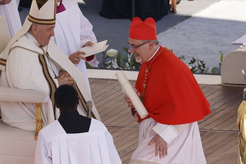 Cardinal Pierbattista with Pope Francis