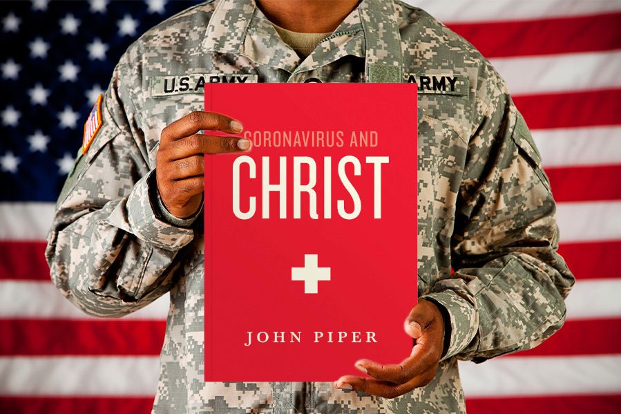 A chaplain holding Coronavirus and Christ book