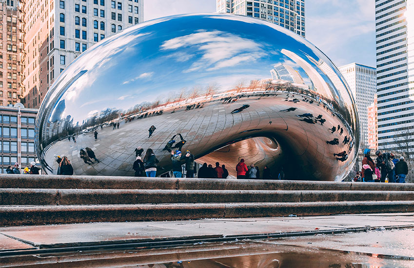 The Cloud Gate in Chicago, Illinois
