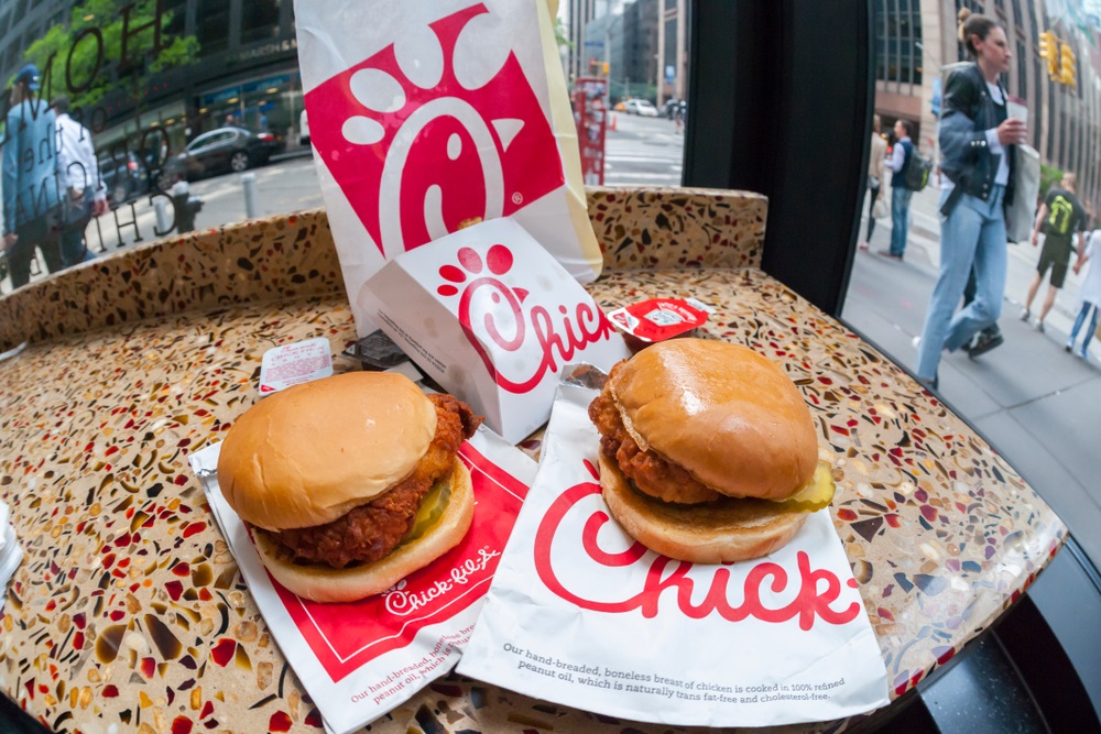 Chick-fil-A sandwiches on a table