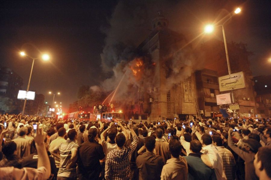Christian church on fire in Egypt