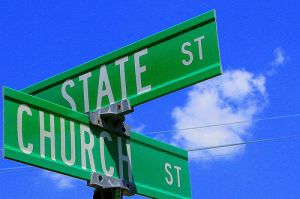 Intersection of Church Street and State Street signs