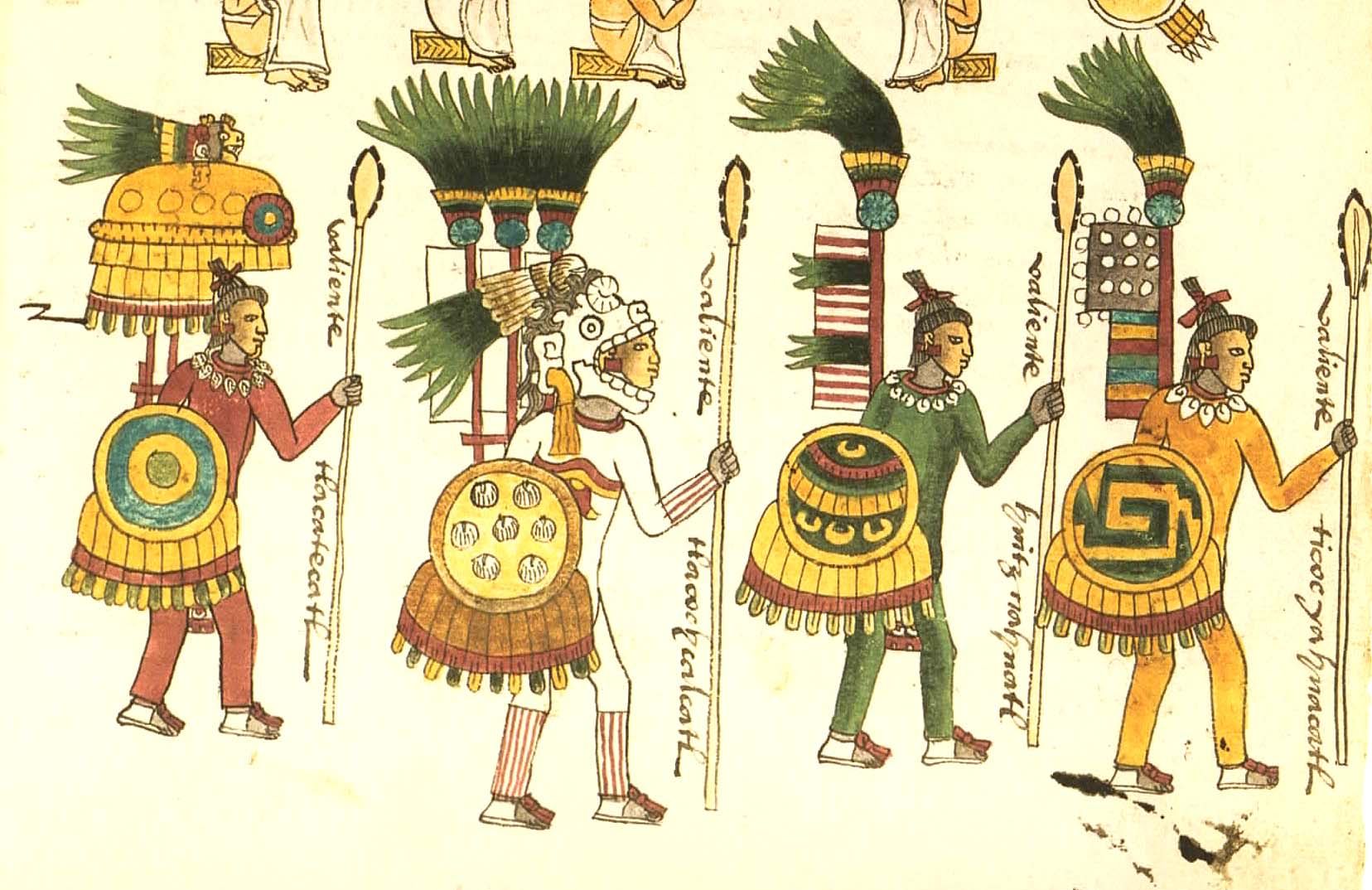 aztec painting of feathers
